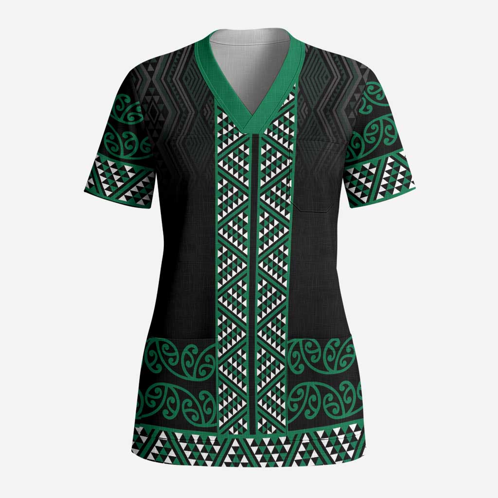 Maori Taniko Patterns Scrub Top Pounamu Niho Taniwha Mix Paatiki Motifs - Aussie Hoodie