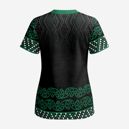 Maori Taniko Patterns Scrub Top Pounamu Niho Taniwha Mix Paatiki Motifs - Aussie Hoodie