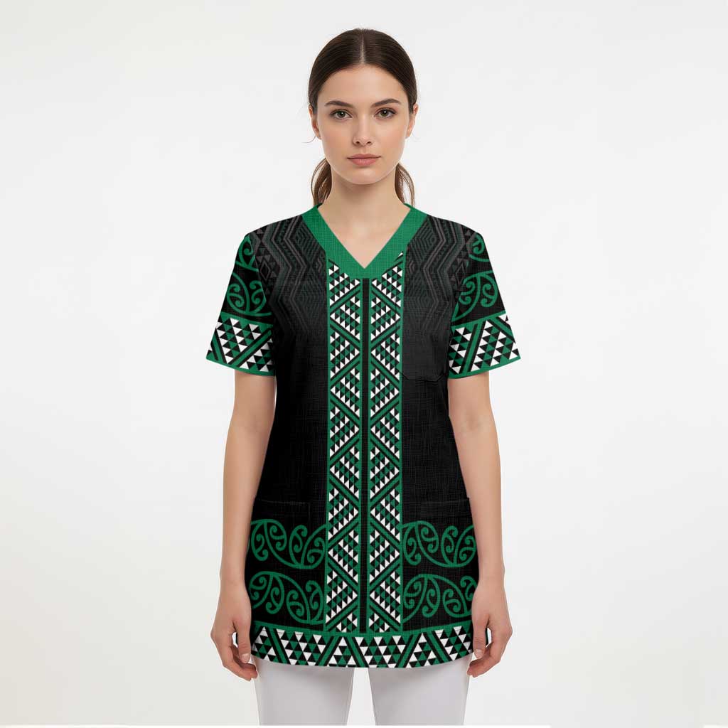 Maori Taniko Patterns Scrub Top Pounamu Niho Taniwha Mix Paatiki Motifs - Aussie Hoodie