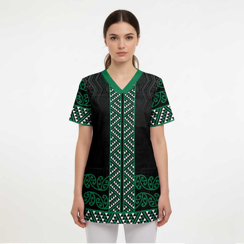 Maori Taniko Patterns Scrub Top Pounamu Niho Taniwha Mix Paatiki Motifs - Aussie Hoodie