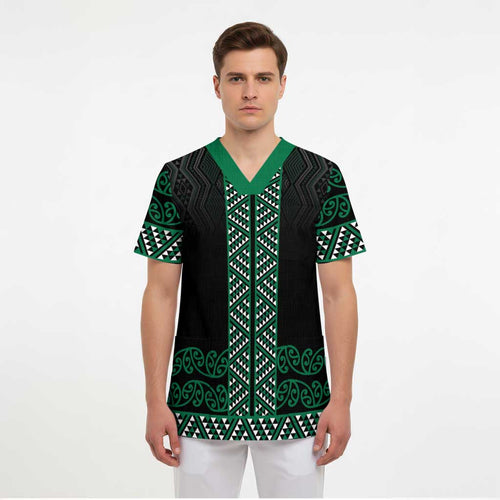 Maori Taniko Patterns Scrub Top Pounamu Niho Taniwha Mix Paatiki Motifs - Aussie Hoodie