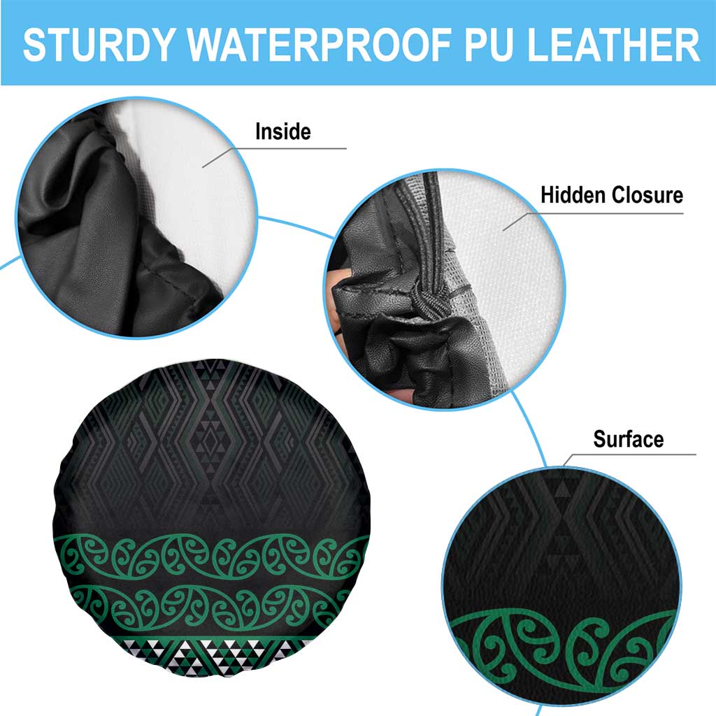 Maori Taniko Patterns Spare Tire Cover Pounamu Niho Taniwha Mix Paatiki Motifs