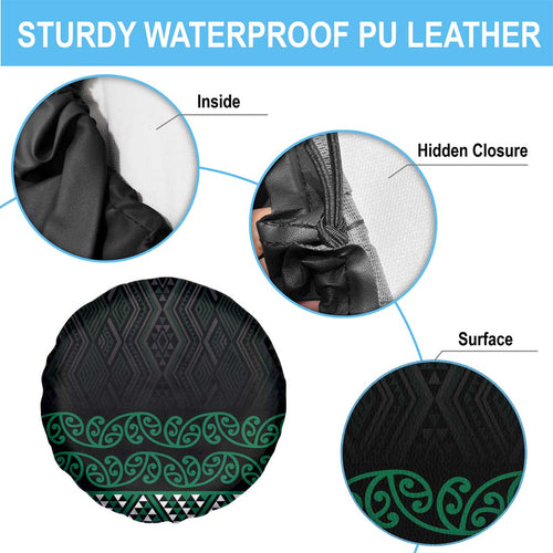 Maori Taniko Patterns Spare Tire Cover Pounamu Niho Taniwha Mix Paatiki Motifs