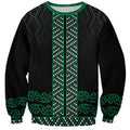 Maori Taniko Patterns Sweatshirt Pounamu Niho Taniwha Mix Paatiki Motifs