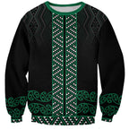 Maori Taniko Patterns Sweatshirt Pounamu Niho Taniwha Mix Paatiki Motifs