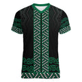 Maori Taniko Patterns Women V-Neck T-Shirt Pounamu Niho Taniwha Mix Paatiki Motifs