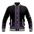 Maori Taniko Patterns Baseball Jacket Purple Niho Taniwha Mix Paatiki Motifs