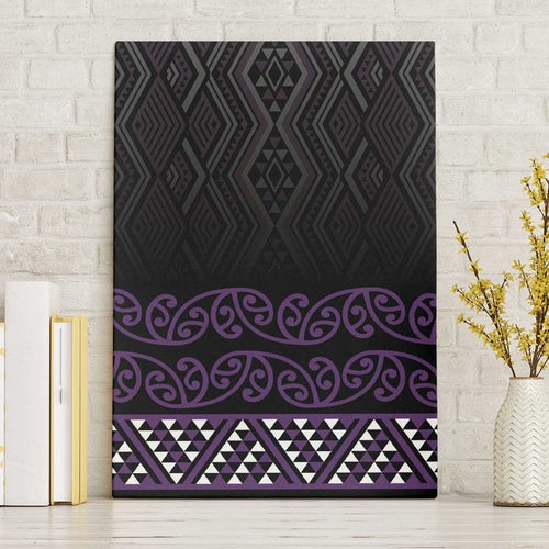 Maori Taniko Patterns Canvas Wall Art Purple Niho Taniwha Mix Paatiki Motifs
