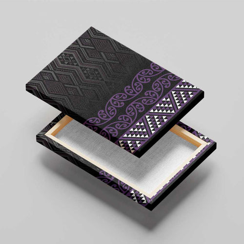 Maori Taniko Patterns Canvas Wall Art Purple Niho Taniwha Mix Paatiki Motifs