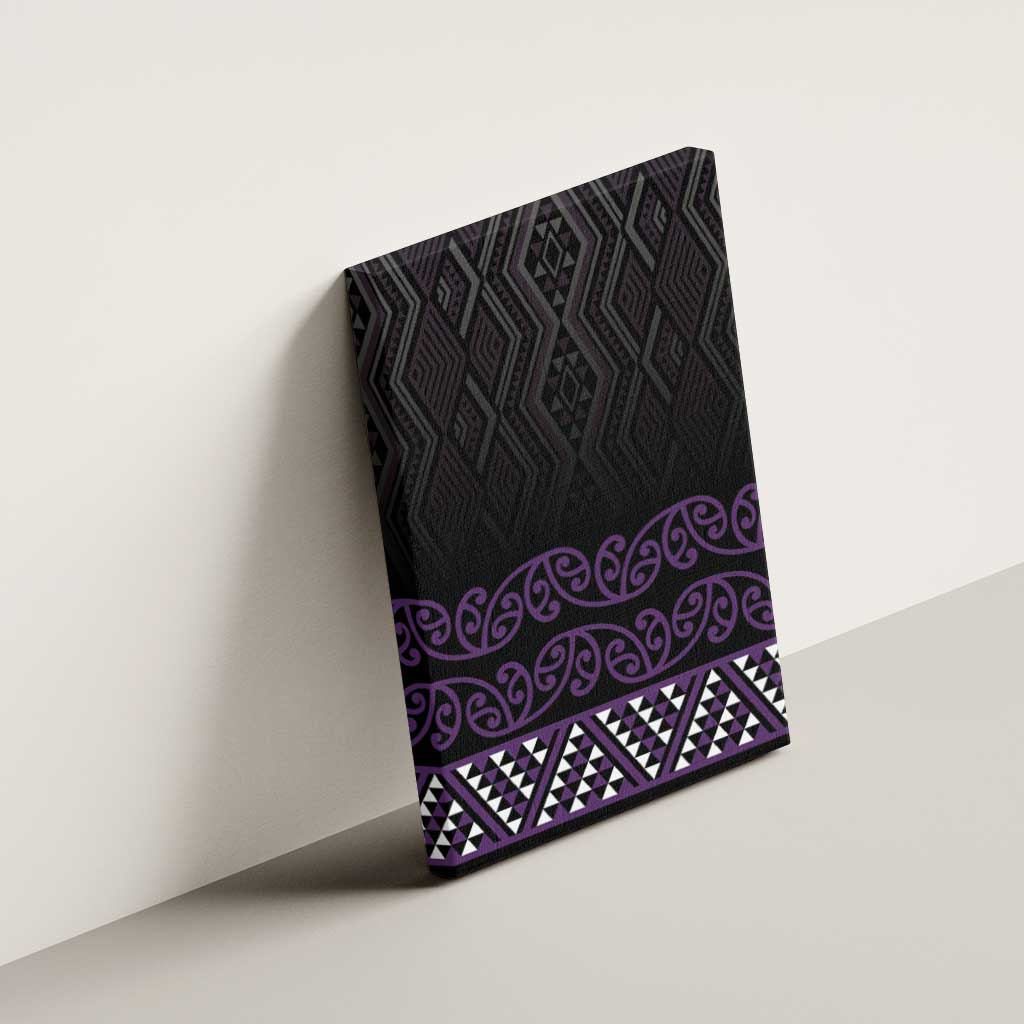 Maori Taniko Patterns Canvas Wall Art Purple Niho Taniwha Mix Paatiki Motifs