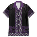 Maori Taniko Patterns Family Matching Mermaid Dress and Hawaiian Shirt Purple Niho Taniwha Mix Paatiki Motifs