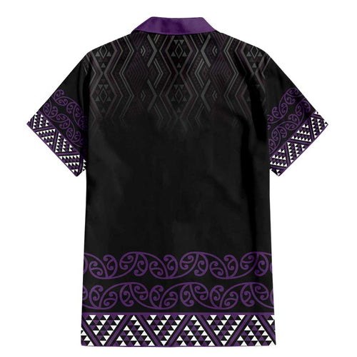 Maori Taniko Patterns Family Matching Mermaid Dress and Hawaiian Shirt Purple Niho Taniwha Mix Paatiki Motifs