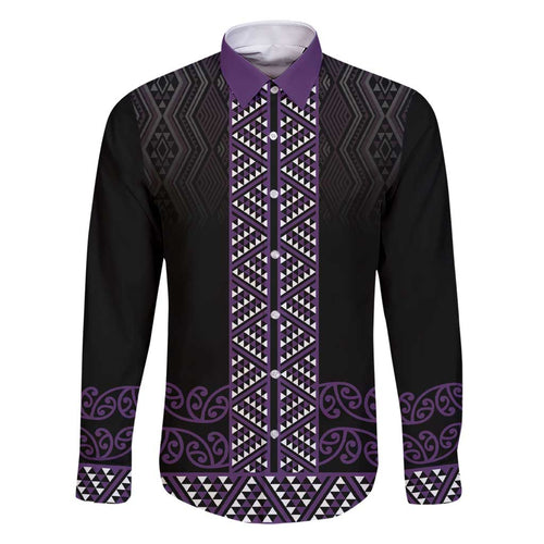 Maori Taniko Patterns Family Matching Short Sleeve Bodycon Dress and Hawaiian Shirt Purple Niho Taniwha Mix Paatiki Motifs