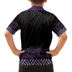 Maori Taniko Patterns Family Matching Tank Maxi Dress and Hawaiian Shirt Purple Niho Taniwha Mix Paatiki Motifs