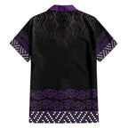 Maori Taniko Patterns Family Matching Tank Maxi Dress and Hawaiian Shirt Purple Niho Taniwha Mix Paatiki Motifs