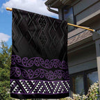 Maori Taniko Patterns Garden Flag Purple Niho Taniwha Mix Paatiki Motifs