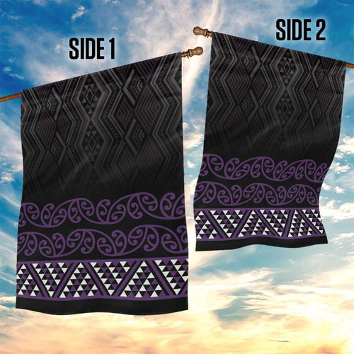 Maori Taniko Patterns Garden Flag Purple Niho Taniwha Mix Paatiki Motifs