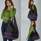 Maori Taniko Patterns Grocery Bag Purple Niho Taniwha Mix Paatiki Motifs