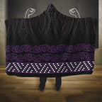Maori Taniko Patterns Hooded Blanket Purple Niho Taniwha Mix Paatiki Motifs
