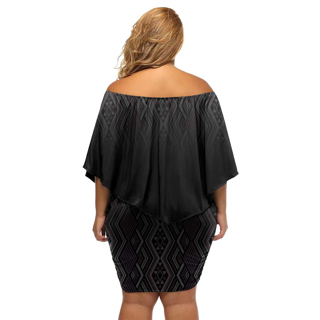 Maori Taniko Patterns Off Shoulder Short Dress Purple Niho Taniwha Mix Paatiki Motifs