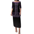 Maori Taniko Patterns Puletasi Purple Niho Taniwha Mix Paatiki Motifs