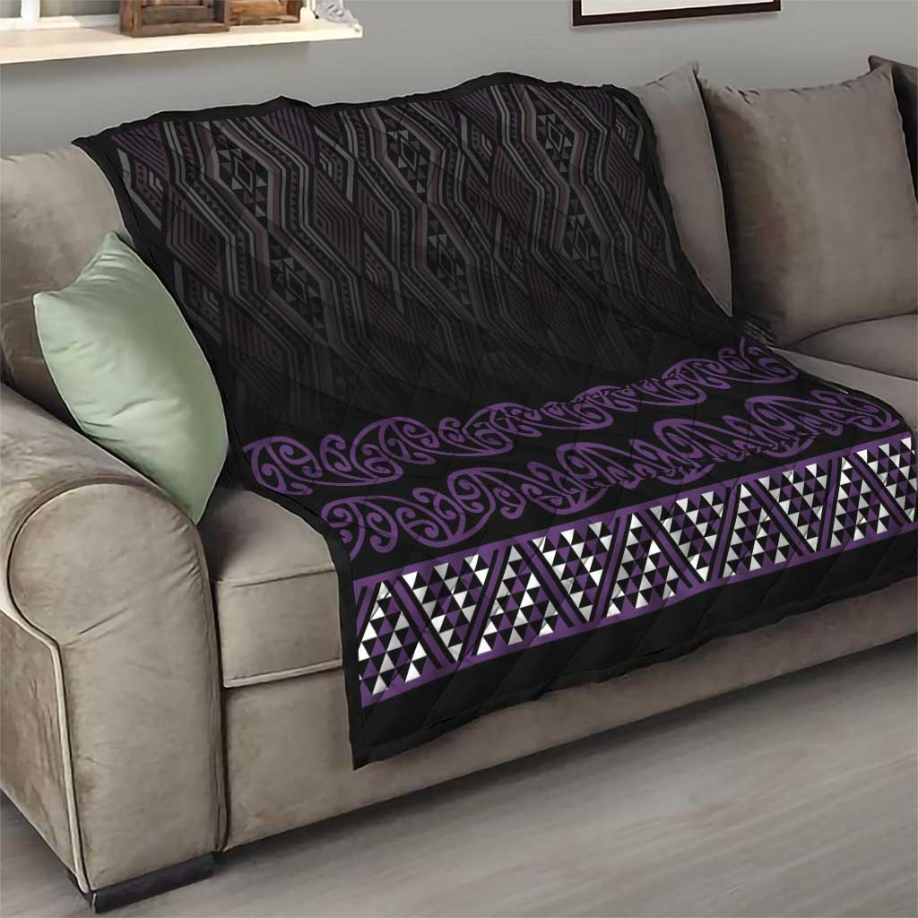 Maori Taniko Patterns Quilt Purple Niho Taniwha Mix Paatiki Motifs