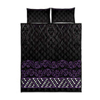 Maori Taniko Patterns Quilt Bed Set Purple Niho Taniwha Mix Paatiki Motifs