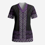 Maori Taniko Patterns Scrub Top Purple Niho Taniwha Mix Paatiki Motifs - Aussie Hoodie