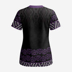 Maori Taniko Patterns Scrub Top Purple Niho Taniwha Mix Paatiki Motifs - Aussie Hoodie