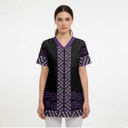 Maori Taniko Patterns Scrub Top Purple Niho Taniwha Mix Paatiki Motifs - Aussie Hoodie