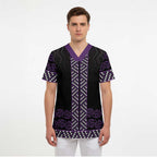 Maori Taniko Patterns Scrub Top Purple Niho Taniwha Mix Paatiki Motifs - Aussie Hoodie