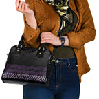 Maori Taniko Patterns Shoulder Handbag Purple Niho Taniwha Mix Paatiki Motifs