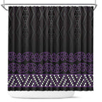 Maori Taniko Patterns Shower Curtain Purple Niho Taniwha Mix Paatiki Motifs