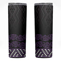 Maori Taniko Patterns Skinny Tumbler Purple Niho Taniwha Mix Paatiki Motifs