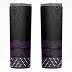 Maori Taniko Patterns Skinny Tumbler Purple Niho Taniwha Mix Paatiki Motifs