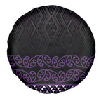 Maori Taniko Patterns Spare Tire Cover Purple Niho Taniwha Mix Paatiki Motifs