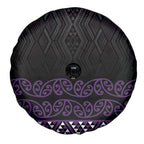 Maori Taniko Patterns Spare Tire Cover Purple Niho Taniwha Mix Paatiki Motifs