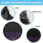 Maori Taniko Patterns Spare Tire Cover Purple Niho Taniwha Mix Paatiki Motifs