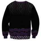 Maori Taniko Patterns Sweatshirt Purple Niho Taniwha Mix Paatiki Motifs