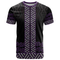Maori Taniko Patterns T Shirt Purple Niho Taniwha Mix Paatiki Motifs