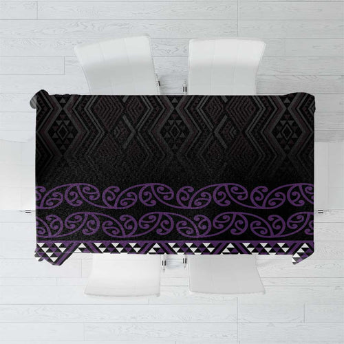Maori Taniko Patterns Tablecloth Purple Niho Taniwha Mix Paatiki Motifs
