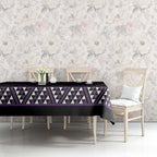 Maori Taniko Patterns Tablecloth Purple Niho Taniwha Mix Paatiki Motifs