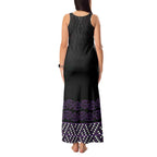 Maori Taniko Patterns Tank Maxi Dress Purple Niho Taniwha Mix Paatiki Motifs