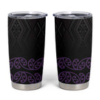 Maori Taniko Patterns Tumbler Cup Purple Niho Taniwha Mix Paatiki Motifs