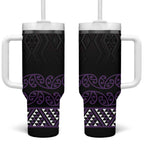 Maori Taniko Patterns Tumbler With Handle Purple Niho Taniwha Mix Paatiki Motifs