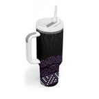 Maori Taniko Patterns Tumbler With Handle Purple Niho Taniwha Mix Paatiki Motifs