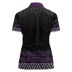 Maori Taniko Patterns Women Polo Shirt Purple Niho Taniwha Mix Paatiki Motifs