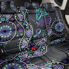 Australia Indigenous Back Car Seat Cover Teal & Purple Ribbon Butterfly Aboriginal Arts