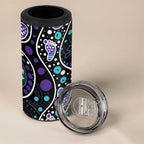Australia Indigenous 4 in 1 Can Cooler Tumbler Teal & Purple Ribbon Butterfly Aboriginal Arts