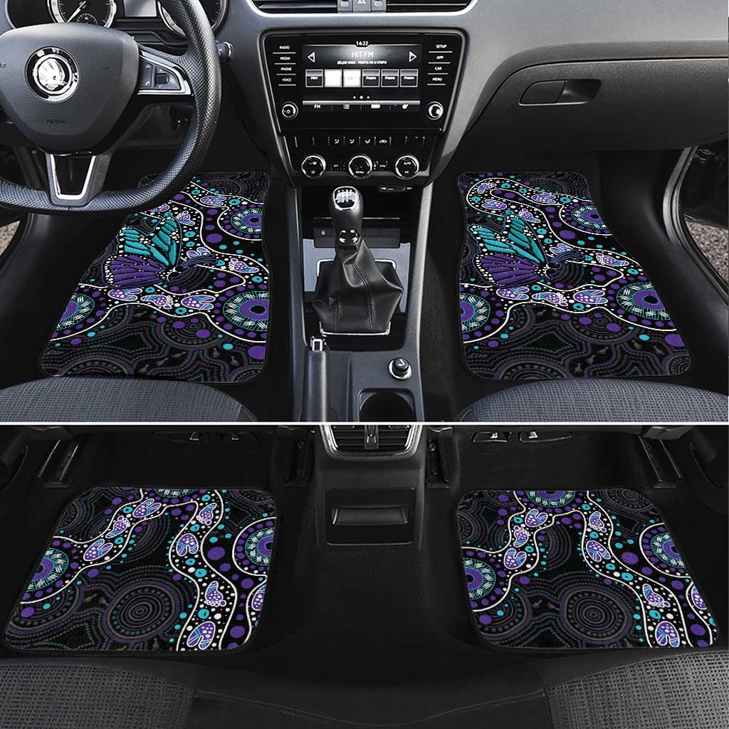 Australia Indigenous Car Mats Teal & Purple Ribbon Butterfly Aboriginal Arts